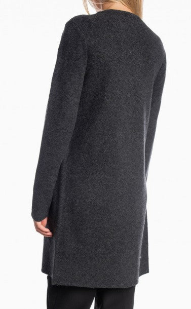 YAYA - Long cardigan with fixed gilet - Anthracite melange