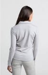 YAYA - Long sleeve jersey blouse with classic collar and buttons -Dove Grey