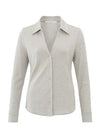 YAYA - Long sleeve jersey blouse with classic collar and buttons -Dove Grey