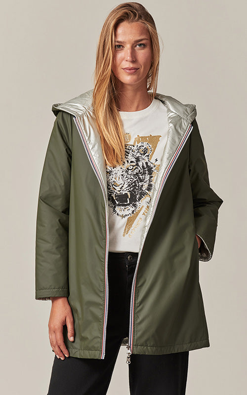 Deeluxe reversible metallic coat - Khaki
