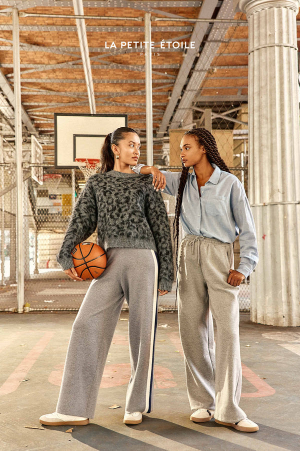La Petite Etoile - MIKA knited pants in Grey/Ecru/Marine