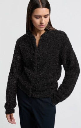 YAYA - Glitter bomber style cardigan - Black