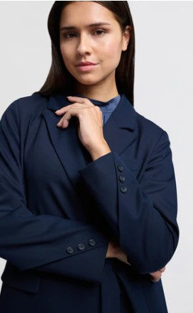 YAYA - Long woven blazer coat - Outerspace blue