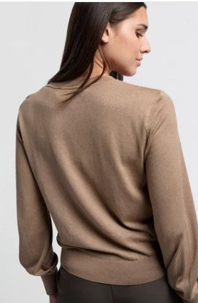 YAYA - Sweater with transparent V detail on the neckline - Chocolate malt taupe