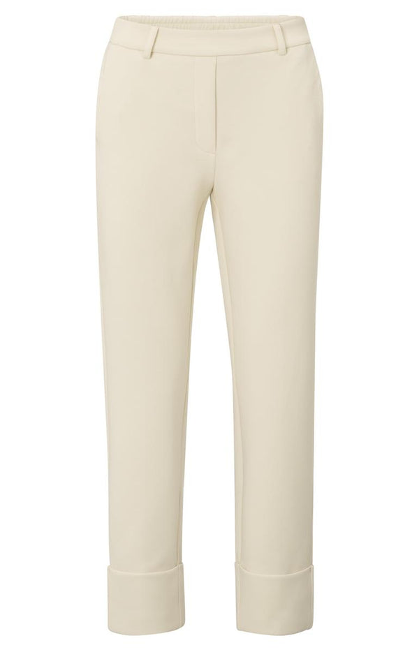 YAYA Trousers - Jersey pants with fixed turned-up hemSummer Sand