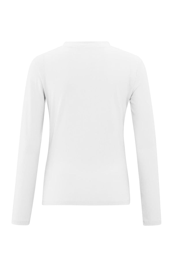 YAYA V-nevk Top Long sleeves - Pure White
