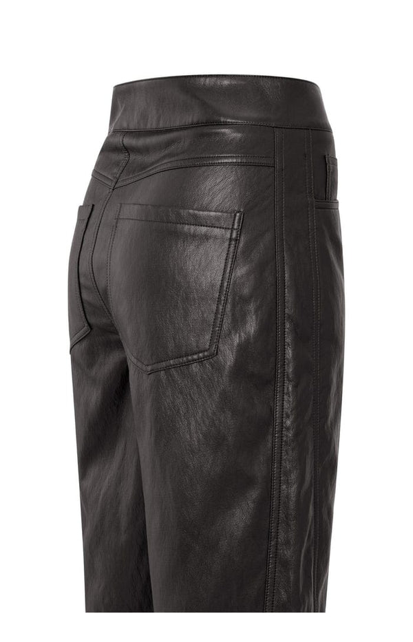 YAYA Faux Leather Carrot Fit Trouser - Anthracite Brown