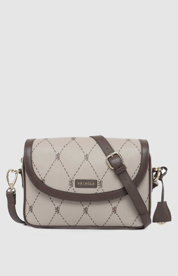 PRINGLE Argyle AOP Flapover Crossbody Bag - Stone