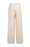 YAYA Linen blend trousers with wide legs and fringed details - Cloud Cream White