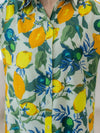 Isla Bonita Long-Sleeve Cotton Maxi Shirt Dress - Lemon Print