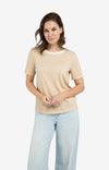 YAYA T-shirt with contrasting ribbed trim - Melange