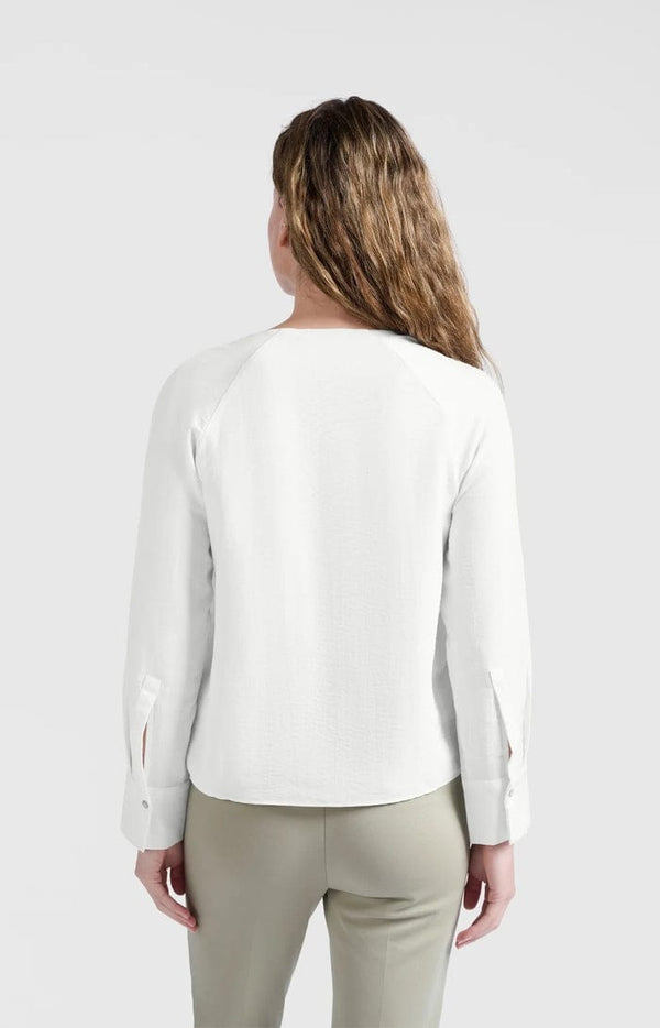 YAYA Shiny V-Neck Top - Barely Blue