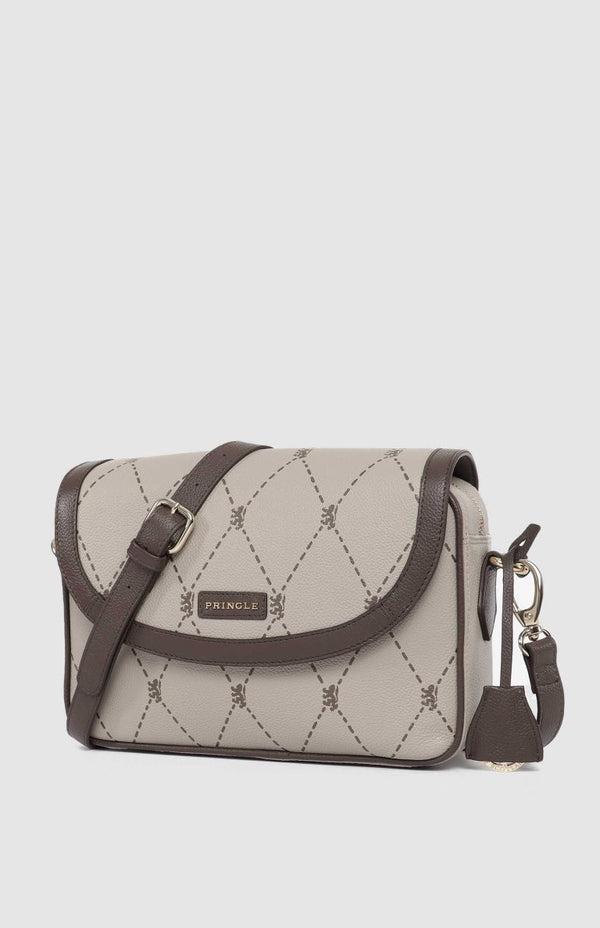 PRINGLE Argyle AOP Flapover Crossbody Bag - Stone