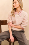 YAYA Striped Sweater Ls - Shadow Gray Pink Des