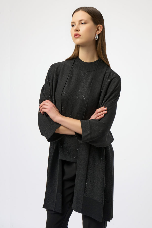 Joseph Ribkoff Rhinestones Knit Cover-Up - Black