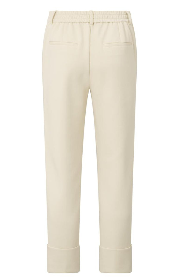 YAYA Trousers - Jersey pants with fixed turned-up hemSummer Sand