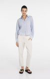 YAYA Blouse with Diagonal Seams & Button Details - Light Blue