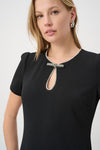 Jewel Embellished Bodycon Dress - Black