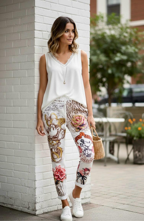 Made in Italy- UB Creative Pants - Multi Print