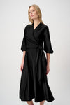 Joseph Ribkoff V-neck Belted Midi Dress - Black