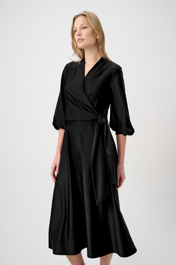 Joseph Ribkoff V-neck Belted Midi Dress - Black
