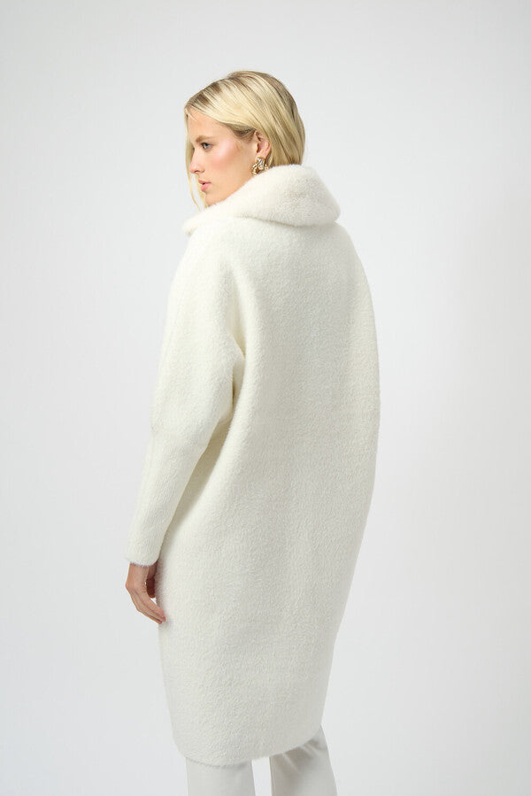 Joseph Ribkoff Feather Yarn and Faux Fur Sweater Coat