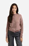 YAYA Knitted High Neckline Cardigan- Blush Pink