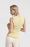 Yaya Ribbed tanktop with contrasting details-Frozen Dew Sand Dressin