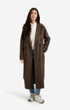 YAYA Long Lenth Oversized Suedine Coat - Brown