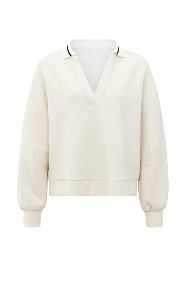 YAYA Sweatshirt With Polo Collar - Chalk White