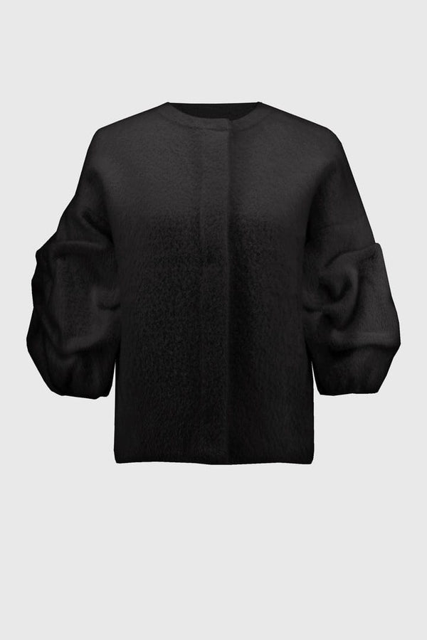 Joseph Ribkoff sweater knitpuff sleeve jacket - Black