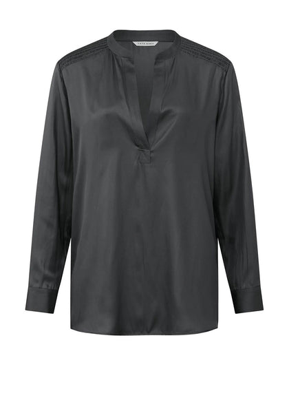 YAYA V-neck Satin Top - Phantom