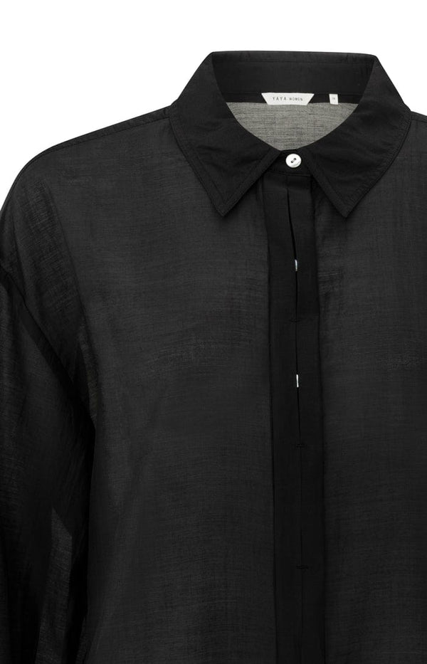 Yaya Blouse with hidden button placket and loose fit Phantom