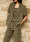 YAYA Woven Blazer with Short Sleeves & detachable zip hem