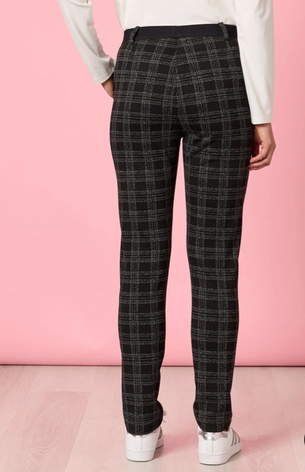 Threadz Cannes Check Print Slim Leg Pant - Black