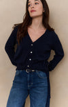 YAYA V-neck Tie Waist Cardigan - InkwellBlue