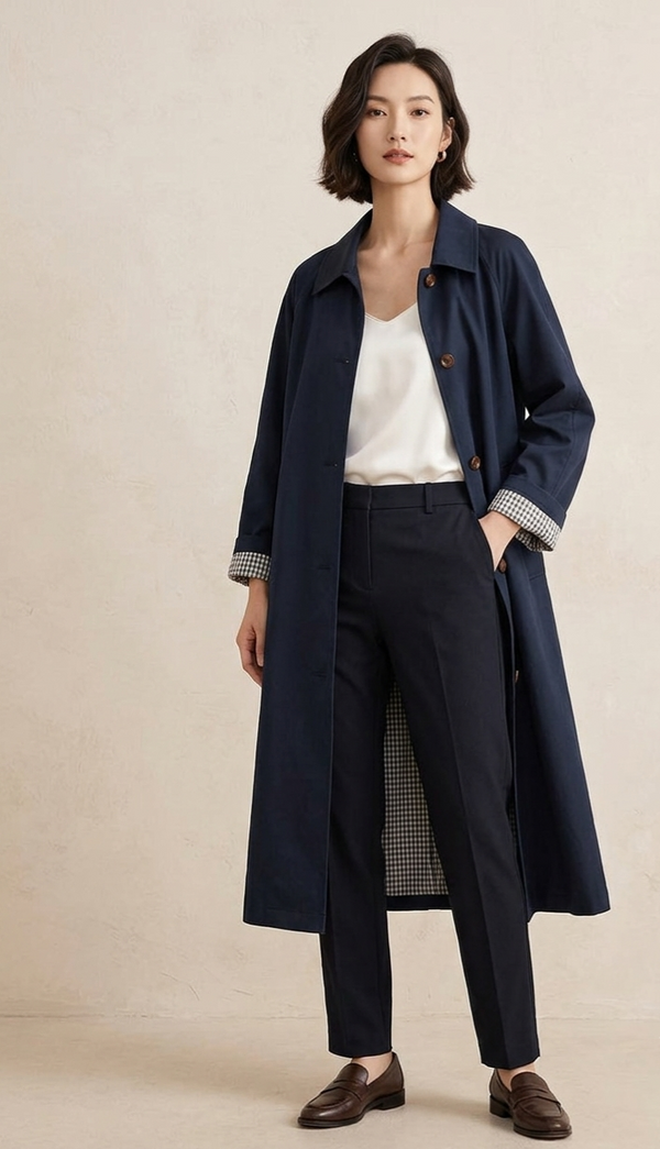 SUNNY STUDIO Claire Trenchcoat - Navy