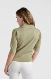YAYA Polo with transparent sleeves - Soft Green
