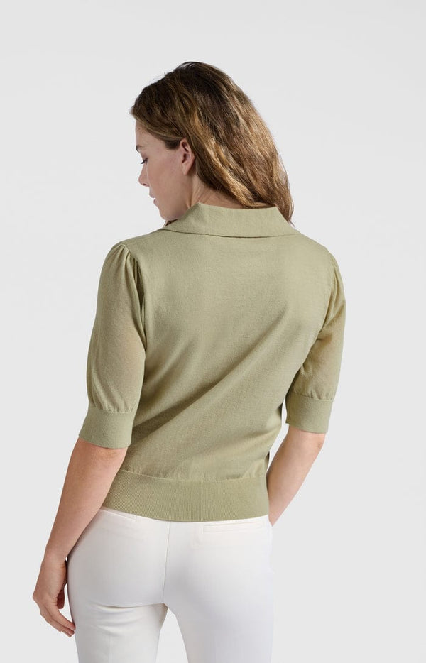 YAYA Polo with transparent sleeves - Soft Green