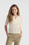 YAYA Knitted Polo With Transparent sleeves- Off White