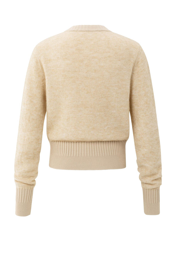 YAYA Long Sleeve Double Rib Cardigan- YellowSand Beige