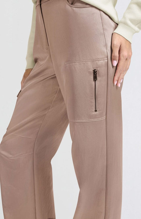 Yaya Satin cargo trousers with wide legs and pocket details Dusty Pink