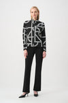 Joseph Ribkoff Collared Casual Long Sleeve Jacket - Black/Off White