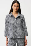 Joseph Ribkoff Abstract Print Trapeze Jacket - Vanilla/Midnight Blue