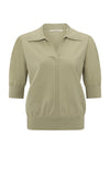 YAYA Polo with transparent sleeves - Soft Green