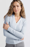 YAYA V-neck Top - Gray Dawn Blue