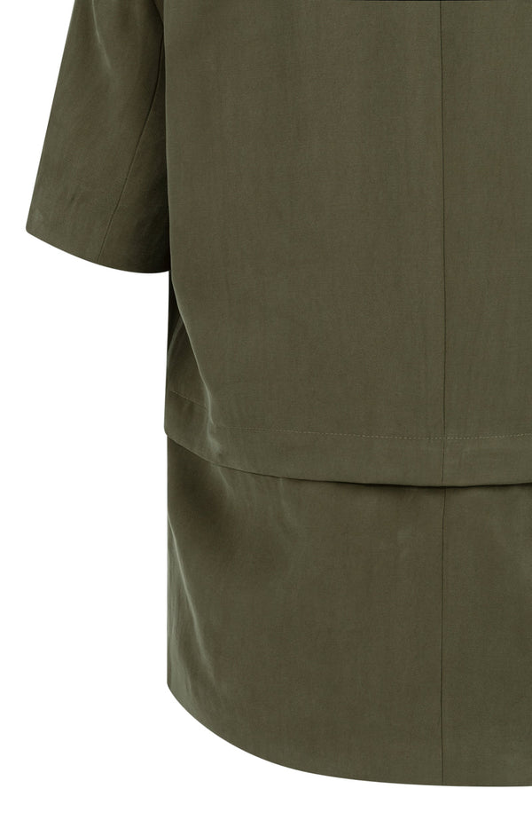 YAYA Woven Blazer with Short Sleeves & detachable zip hem