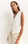 YAYA Fine Knitted V-neck Gilet - Pure White