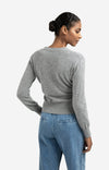 YAYA V-neck Tie Waist Cardigan-Medium Grey Melange