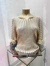 Made In Italy - UB Ember Cotton Lurex Stripe Top - Gold